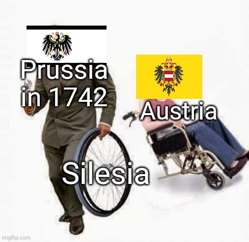 Wheel Steal | Prussia in 1742; Austria; Silesia | image tagged in wheel steal | made w/ Imgflip meme maker
