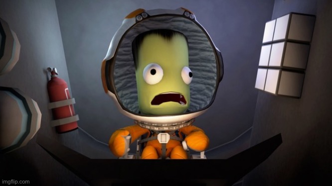 Scared Kerbal | image tagged in scared kerbal | made w/ Imgflip meme maker