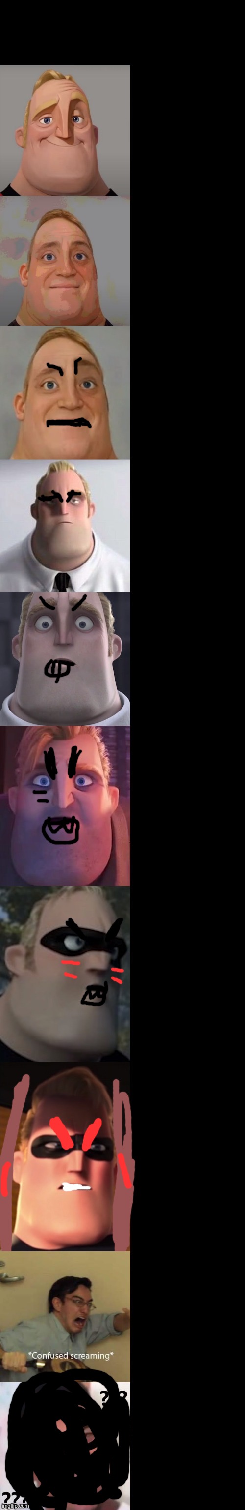 Mr incredible becoming confused and angry at the same time | image tagged in mr incredible becoming confused | made w/ Imgflip meme maker