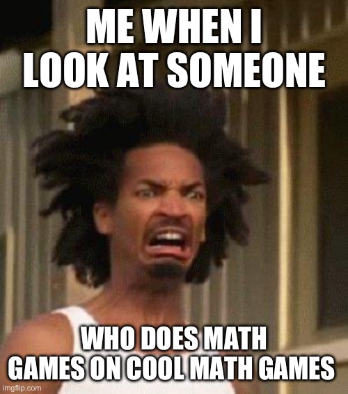 Disgusted Face | ME WHEN I LOOK AT SOMEONE; WHO DOES MATH GAMES ON COOL MATH GAMES | image tagged in disgusted face | made w/ Imgflip meme maker