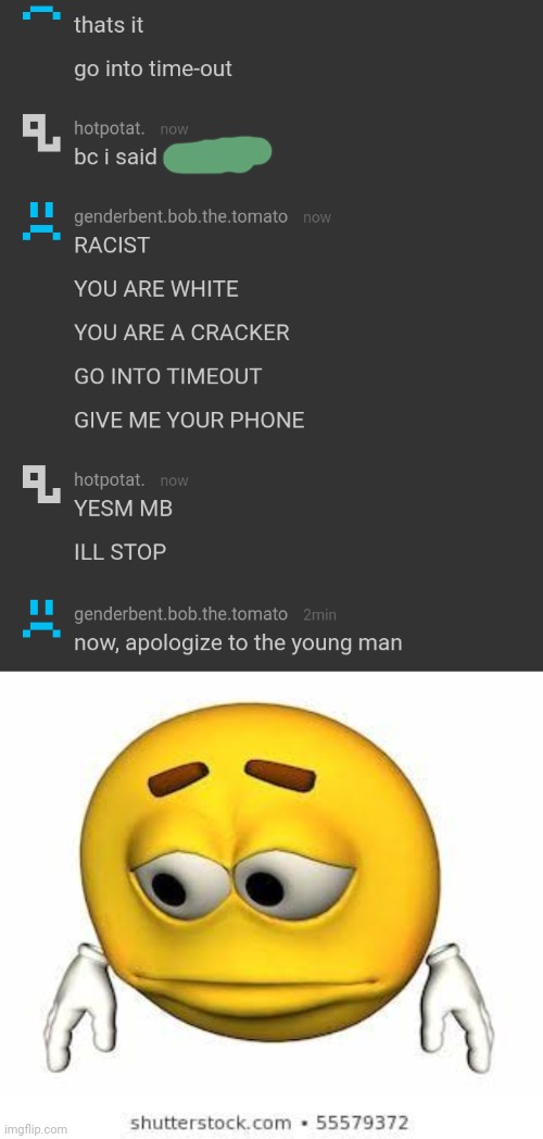 guys i got in trouble omg | image tagged in sad stock emoji | made w/ Imgflip meme maker