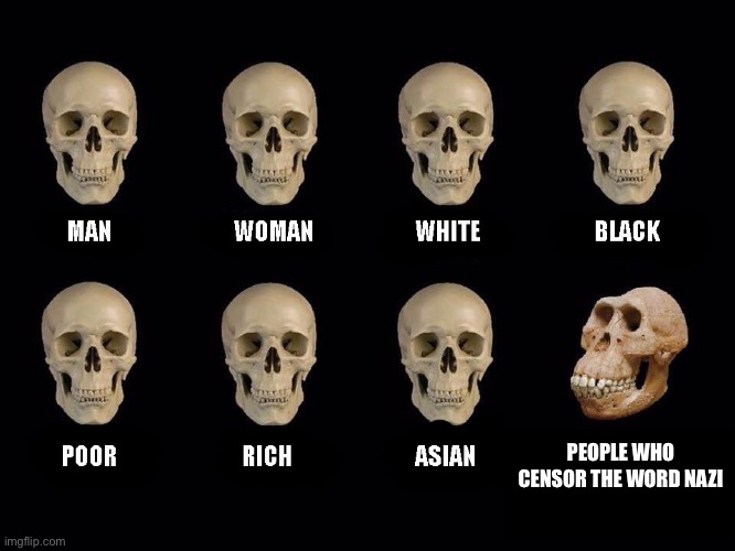 empty skulls of truth | PEOPLE WHO CENSOR THE WORD NAZI | image tagged in empty skulls of truth | made w/ Imgflip meme maker