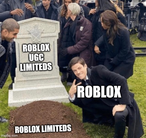 Grant Gustin over grave | ROBLOX UGC LIMITEDS; ROBLOX; ROBLOX LIMITEDS | image tagged in grant gustin over grave | made w/ Imgflip meme maker
