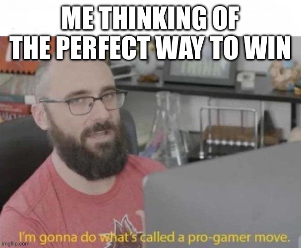Pro gamer move | ME THINKING OF THE PERFECT WAY TO WIN | image tagged in pro gamer move | made w/ Imgflip meme maker