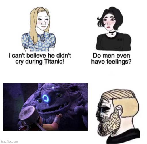 RIP Aarrggghhh (think he comes back in season 2 though iDK I haven't finished the series yet) | image tagged in chad crying,trollhunters,netflix | made w/ Imgflip meme maker