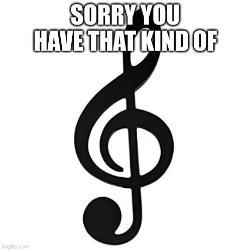 treble clef music note | SORRY YOU HAVE THAT KIND OF | image tagged in treble clef music note | made w/ Imgflip meme maker