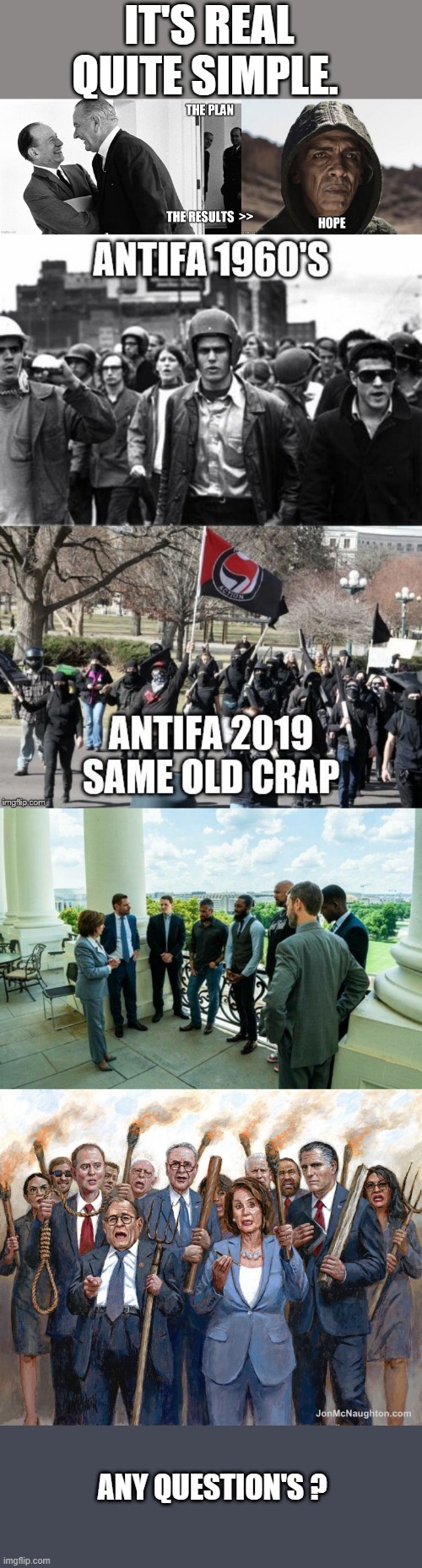 WAKE UP !!! | IT'S REAL QUITE SIMPLE. ANY QUESTION'S ? | image tagged in democrats,nwo | made w/ Imgflip meme maker