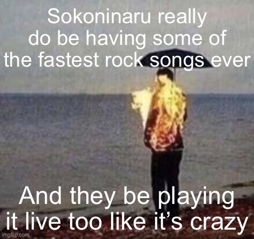 vibin | Sokoninaru really do be having some of the fastest rock songs ever; And they be playing it live too like it’s crazy | image tagged in vibin | made w/ Imgflip meme maker