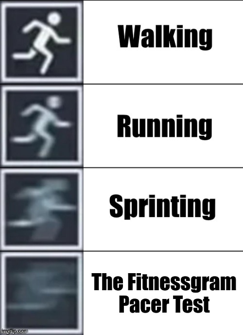 Very Fast | The Fitnessgram Pacer Test | image tagged in very fast | made w/ Imgflip meme maker