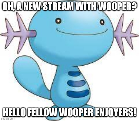 Wooper fans unite! | OH, A NEW STREAM WITH WOOPER? HELLO FELLOW WOOPER ENJOYERS! | made w/ Imgflip meme maker