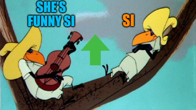 funny | SHE'S FUNNY SI SI | image tagged in funny | made w/ Imgflip meme maker