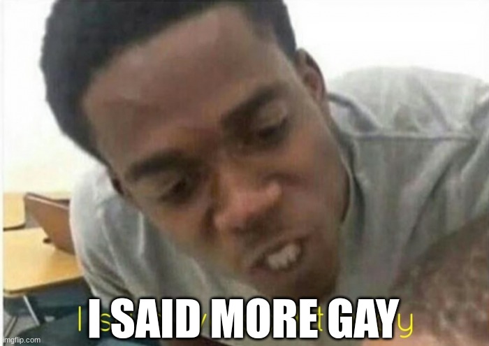 i said we ____ today | I SAID MORE GAY | image tagged in i said we ____ today | made w/ Imgflip meme maker