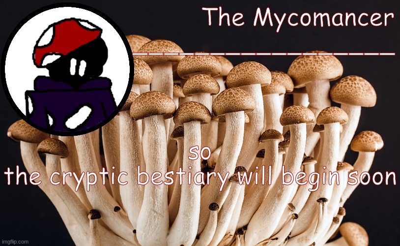 bhkjn | so
the cryptic bestiary will begin soon | made w/ Imgflip meme maker