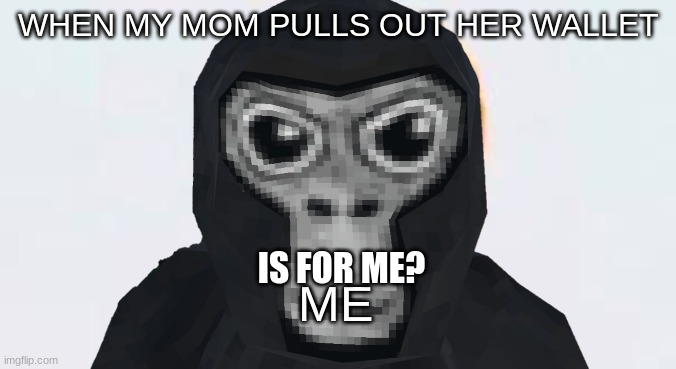 WHEN MY MOM PULLS OUT HER WALLET; ME; IS FOR ME? | image tagged in funny | made w/ Imgflip meme maker