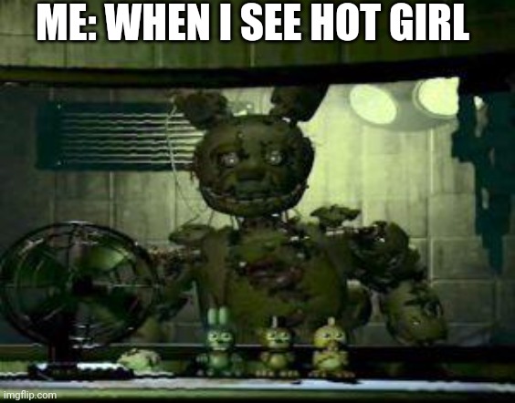 Springtrap | ME: WHEN I SEE HOT GIRL | image tagged in fnaf springtrap in window | made w/ Imgflip meme maker
