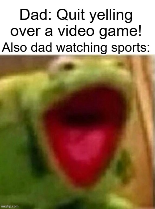 AHHHHHHHHHHHHH | Dad: Quit yelling over a video game! Also dad watching sports: | image tagged in ahhhhhhhhhhhhh,memes,sports,kermit the frog | made w/ Imgflip meme maker