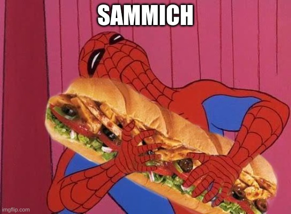 Spiderman sandwich | SAMMICH | image tagged in spiderman sandwich | made w/ Imgflip meme maker