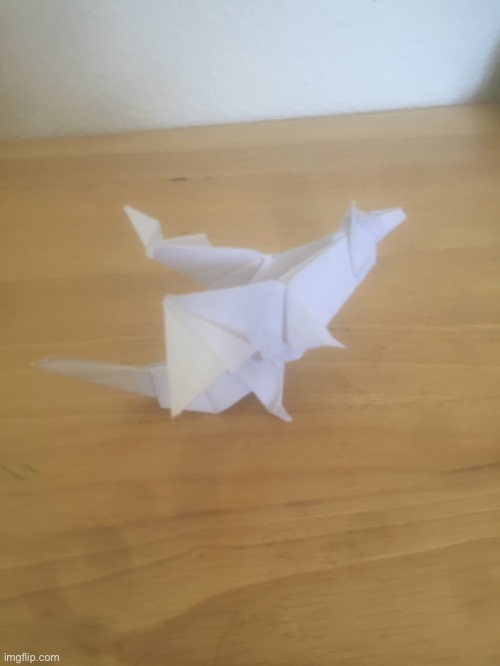 Origami dragon (#707) | image tagged in origami,dragon,paper,bad photoshop,flick7,pictures | made w/ Imgflip meme maker