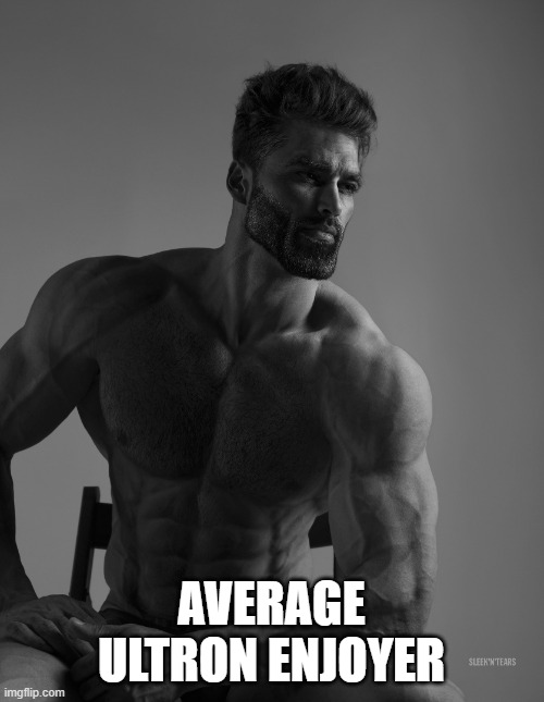 Giga Chad | AVERAGE ULTRON ENJOYER | image tagged in giga chad | made w/ Imgflip meme maker