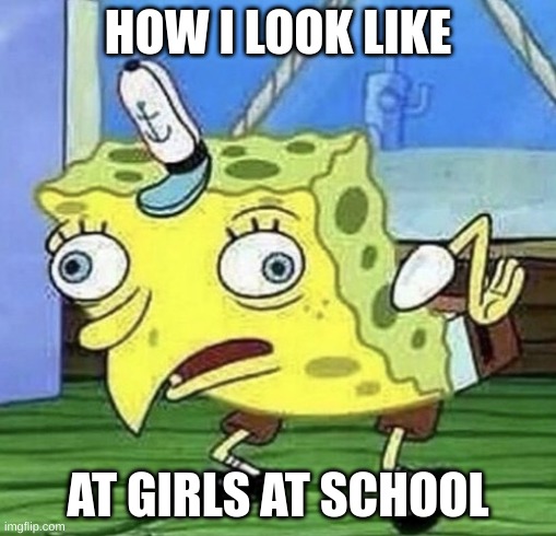 Spongebob chicken  | HOW I LOOK LIKE; AT GIRLS AT SCHOOL | image tagged in spongebob chicken | made w/ Imgflip meme maker