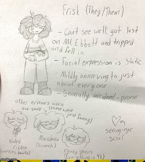 Frisk design and headcanon sheet. Others I forgot or couldn't fit on the page in the comments | made w/ Imgflip meme maker