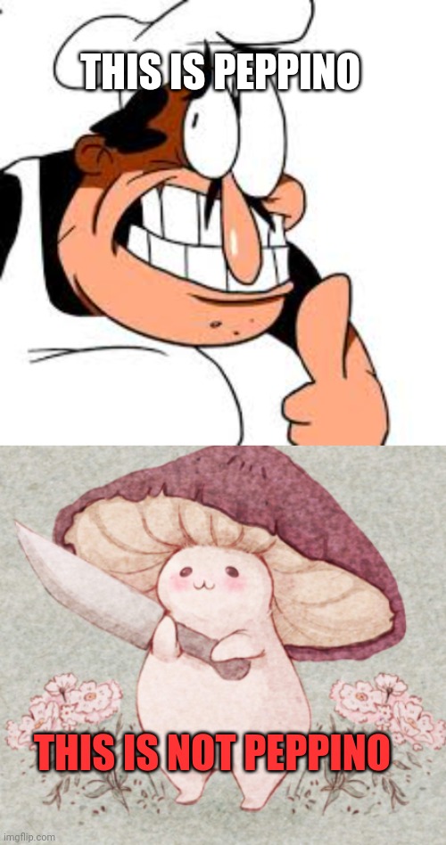 Beware of mushrooms | THIS IS PEPPINO; THIS IS NOT PEPPINO | image tagged in peppino thinking,mushroom boi,important,peppino facts | made w/ Imgflip meme maker