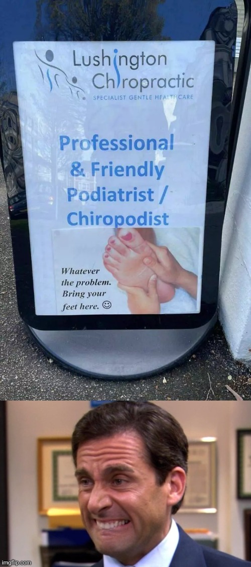 Healthcare sign fail | image tagged in cringe,feet,you had one job,design fails,memes,healthcare | made w/ Imgflip meme maker