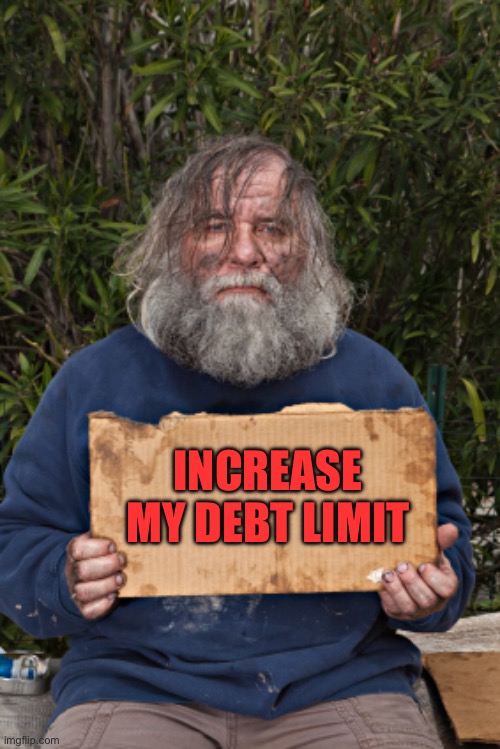 Blak Homeless Sign | INCREASE MY DEBT LIMIT | image tagged in blak homeless sign | made w/ Imgflip meme maker
