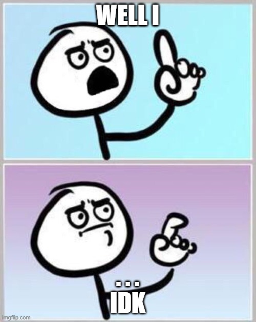 Wait what? | WELL I . . .
IDK | image tagged in wait what | made w/ Imgflip meme maker