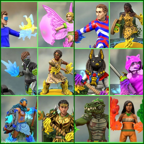 Collage of my superhero OCs in Hero Forge | image tagged in superheroes,hero forge | made w/ Imgflip meme maker