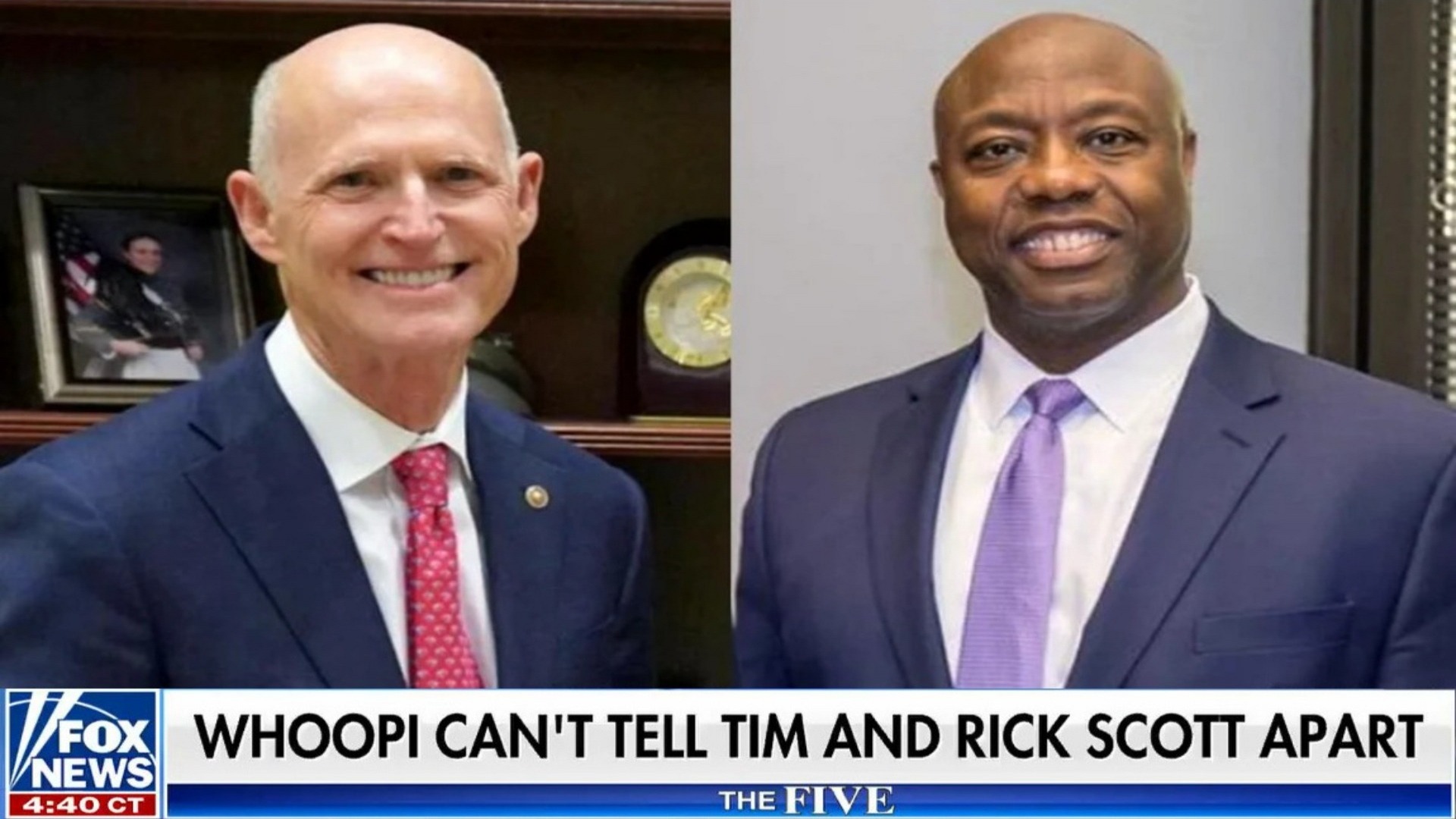 Never Go Full Retard: Whoopi Goldbrick Can't Tell Rick Scott & Tim Scott Apart | image tagged in whoopi goldberg,full retard,never go full retard,never go full retard whoopi goldberg,tim scott,rick scott | made w/ Imgflip meme maker