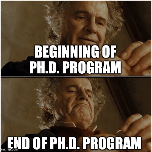 Bilbo - Why shouldn’t I keep it? | BEGINNING OF PH.D. PROGRAM; END OF PH.D. PROGRAM | image tagged in bilbo - why shouldn t i keep it | made w/ Imgflip meme maker