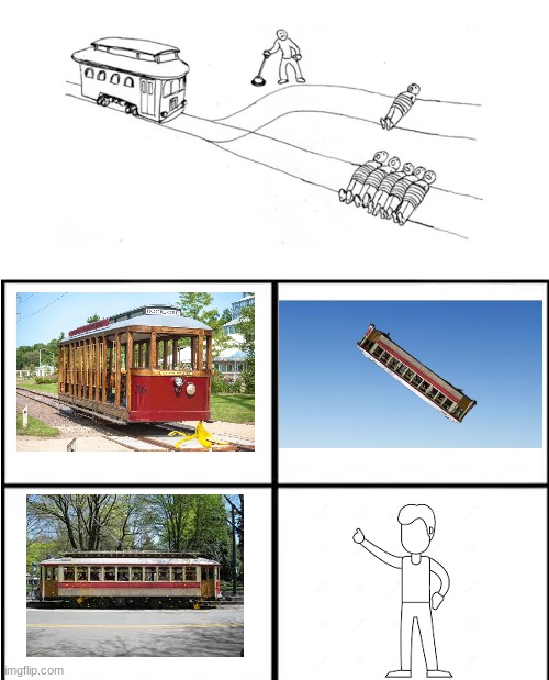 The correct solution to the trolley problem | image tagged in comics/cartoons | made w/ Imgflip meme maker