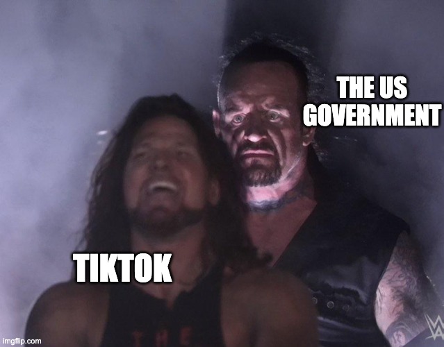 TikTok | THE US GOVERNMENT; TIKTOK | image tagged in undertaker | made w/ Imgflip meme maker