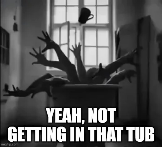 Forbidden Bath | YEAH, NOT GETTING IN THAT TUB | image tagged in unsee juice | made w/ Imgflip meme maker