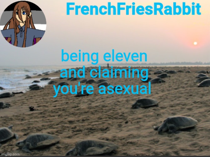 i was twelve when i made this though i think | being eleven and claiming you're asexual | image tagged in i like turtles | made w/ Imgflip meme maker