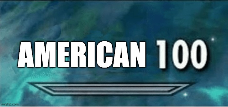 Skyrim 100 Blank | AMERICAN | image tagged in skyrim 100 blank | made w/ Imgflip meme maker