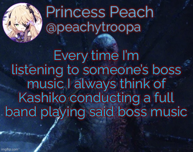 Vecna | Every time I’m listening to someone’s boss music I always think of Kashiko conducting a full band playing said boss music | image tagged in vecna | made w/ Imgflip meme maker