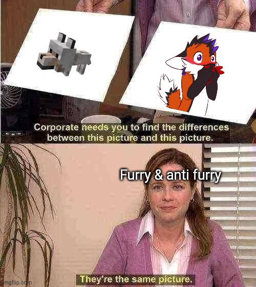 :) | Furry & anti furry | image tagged in memes,they're the same picture | made w/ Imgflip meme maker