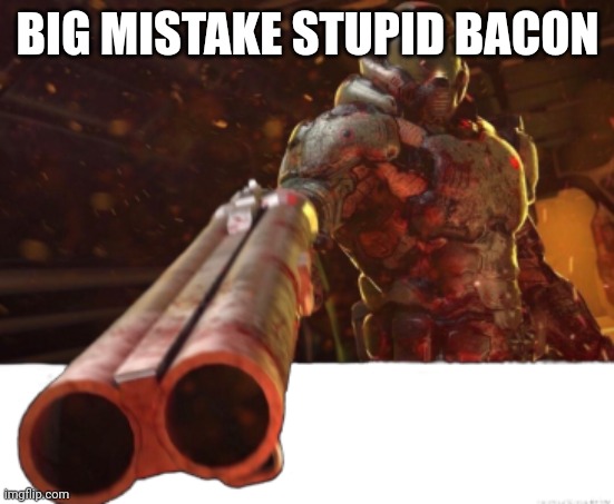 Doom dislikes you | BIG MISTAKE STUPID BACON | image tagged in doom dislikes you | made w/ Imgflip meme maker