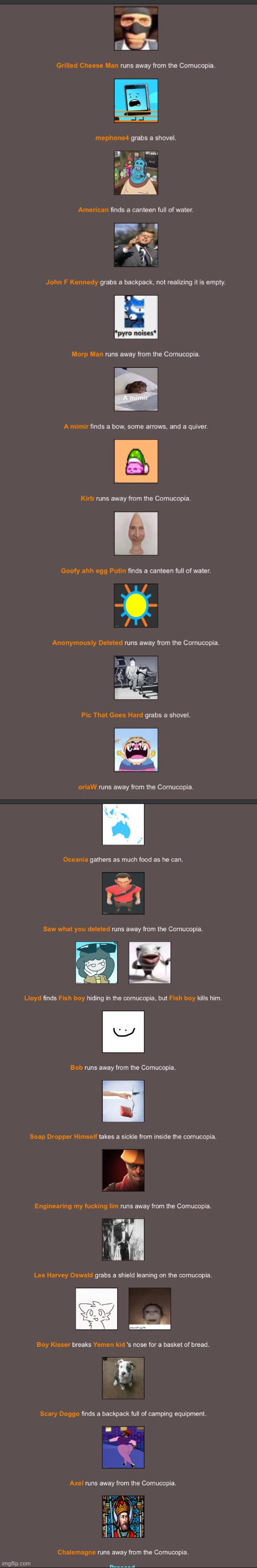 Axel Running away from the cornucopia with 3 people Following behind him | made w/ Imgflip meme maker