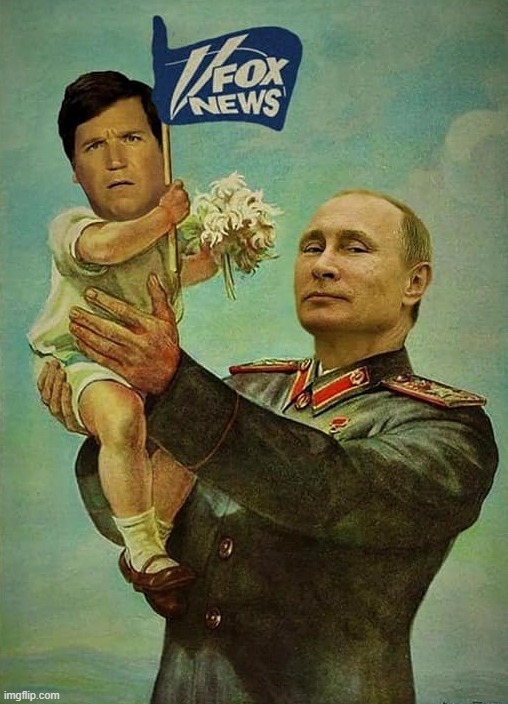 his boy... | image tagged in confused tucker carlson,vladimir putin smiling | made w/ Imgflip meme maker
