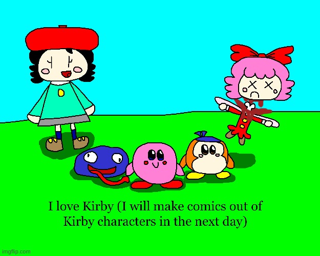 Kirby cute art | image tagged in kirby,fanart,cute,gore,funny,blood | made w/ Imgflip meme maker