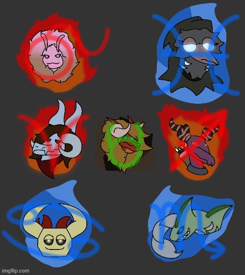 Couldn't include Nighty cus we never knew hers... also didn't add Shadow cus he redesigned Void(who is now Xelios) | made w/ Imgflip meme maker