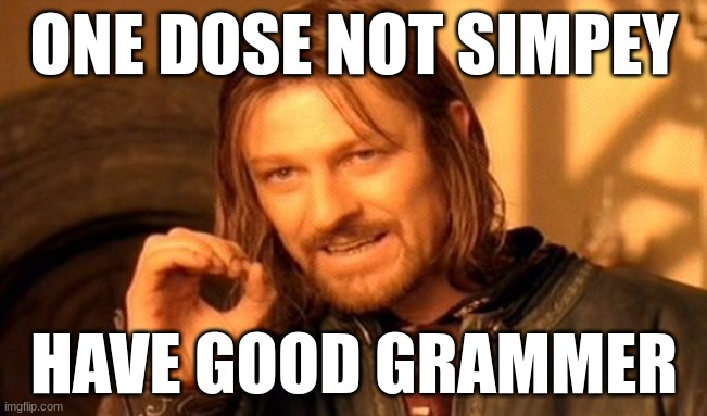 I hava good grammer | ONE DOSE NOT SIMPEY; HAVE GOOD GRAMMER | image tagged in memes,one does not simply | made w/ Imgflip meme maker