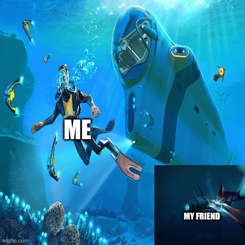 subnautica | ME; MY FRIEND | image tagged in subnautica | made w/ Imgflip meme maker