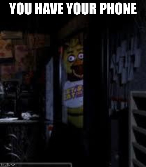 Chica Looking In Window FNAF | YOU HAVE YOUR PHONE | image tagged in chica looking in window fnaf | made w/ Imgflip meme maker