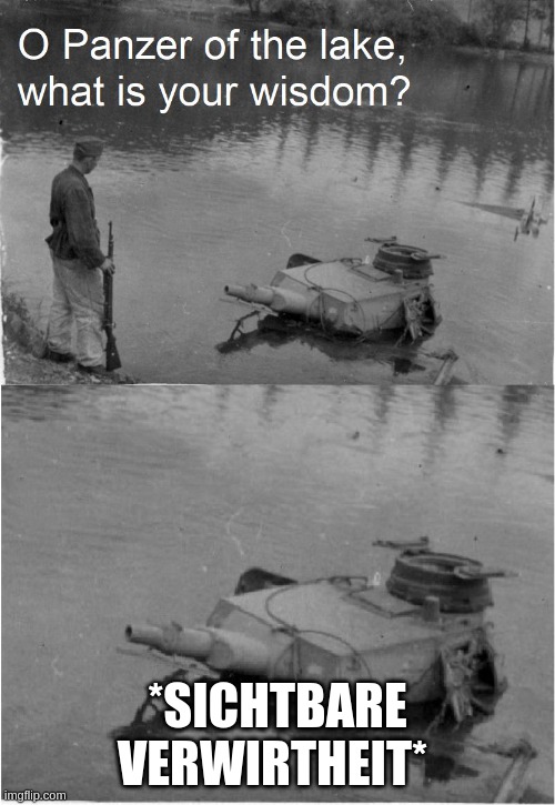 o panzer of the lake | *SICHTBARE VERWIRTHEIT* | image tagged in o panzer of the lake | made w/ Imgflip meme maker