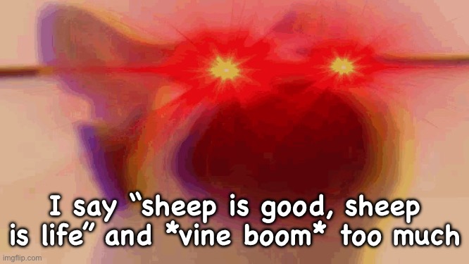mad pop cat | I say “sheep is good, sheep is life” and *vine boom* too much | image tagged in mad pop cat | made w/ Imgflip meme maker