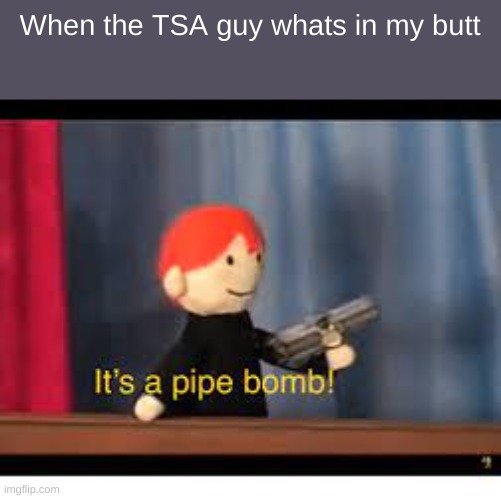 IDK if this is dark at all | When the TSA guy whats in my butt | image tagged in it's a pipe bomb | made w/ Imgflip meme maker